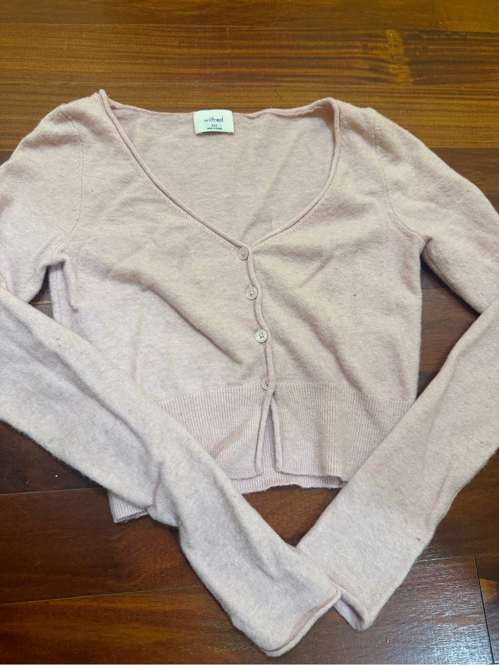 Wilfred Dusty Pink Cropped V-Neck Button Cardigan